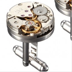 Boutons de manchette mouvement d'horloge Round