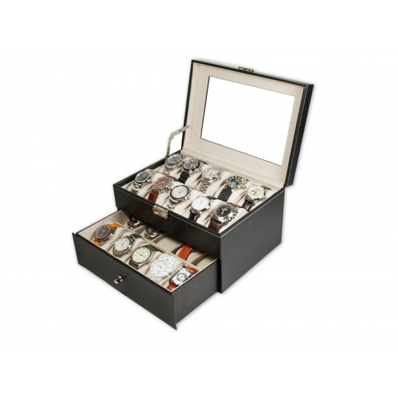 Caja guarda 20 relojes PU Black