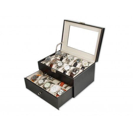 Caja guarda 20 relojes PU Black
