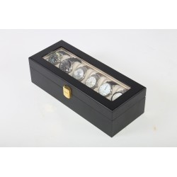 Wooden Watch case for 6 Black