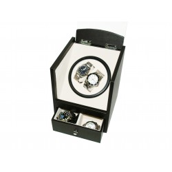 Movimentador Watch Winder 2 relogios  Black PU Leather