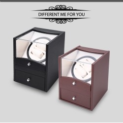 Watch Winder (1 winder 2 watches)  Black PU Leather