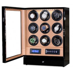 Watch Winder LUX 9 relojes. Brown LCD LED