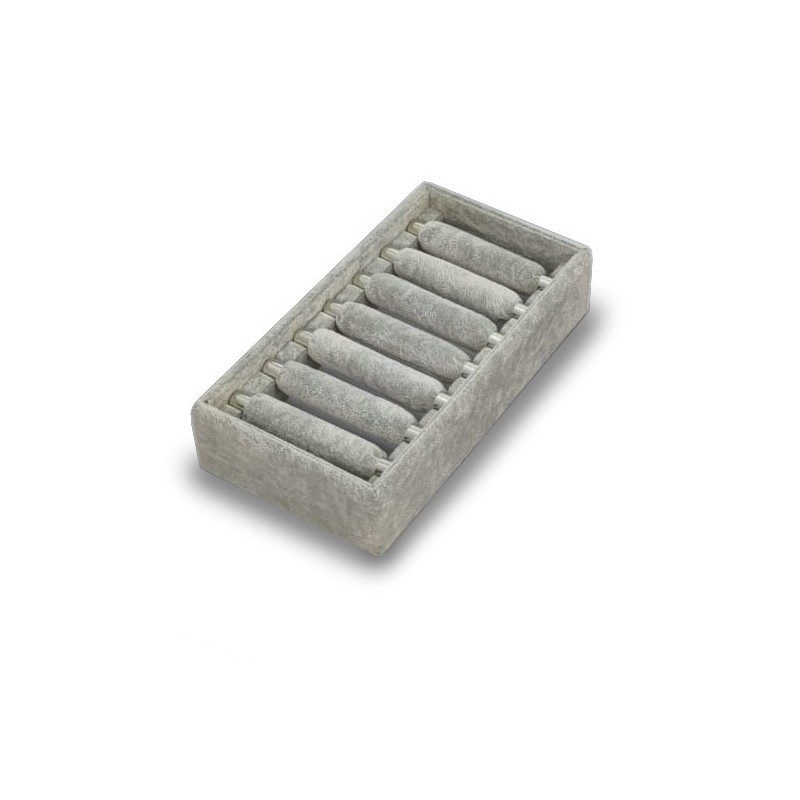 Caja guarda anillos ,sortijas 7 ranuras anillos acabado terciopelo gris