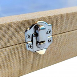 Ring storage box, 7 ring grooves in beige textile finish