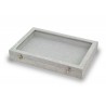 Caja expositora  gemelos, anillos ,sortijas ,bandeja   gris velvet