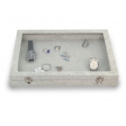 Box for cufflinks, rings, rings, 12 spaces gray velvet