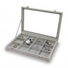 Caja guarda gemelos, anillos ,12  espacios gris