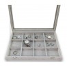 Caja guarda gemelos, anillos ,12  espacios gris