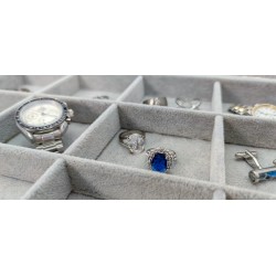 Box cufflinks, rings, 12 spaces gray