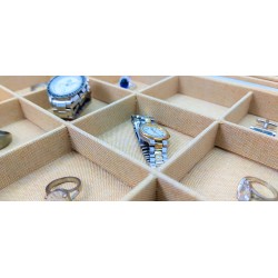 Box for cufflinks, rings,  24 spaces in beige