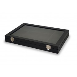 Caja guarda gemelos, anillos ,12  espacios pu negro