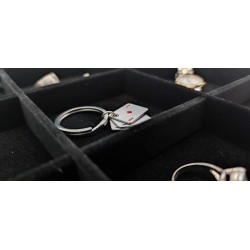 Box cufflinks, rings, 12 spaces gray