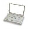 Caja guarda anillos ,sortijas 7 ranuras anillos acabado terciopelo gris