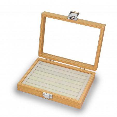 Caja guarda anillos ,sortijas 7 ranuras anillos en Madera