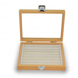 Caja guarda anillos ,sortijas 7 ranuras anillos en Madera