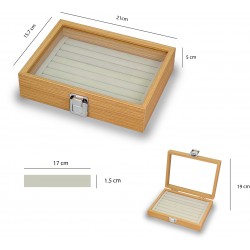 Caja guarda anillos ,sortijas 7 ranuras anillos en Madera