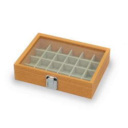 Box for cufflinks, rings,  24 spaces in Wood