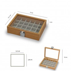 Caja guarda gemelos, anillos ,sortijas ,24 espacios madera