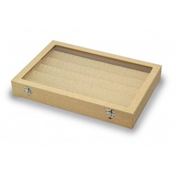 Boîte de rangement pour bagues, 7 rainures pour bagues en finition textile beige