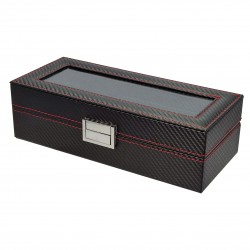 Vitrine  pour 5 montres Noir-Rouge