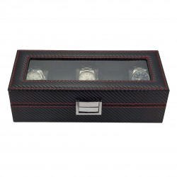 Vitrine  pour 5 montres Noir-Rouge