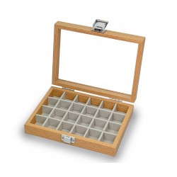 Caja guarda gemelos, anillos ,sortijas. 12 espacios madera