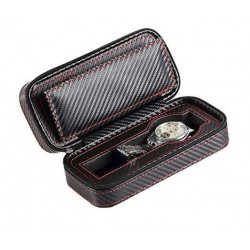 Zipper case for 2 Watches Carbon Fiber