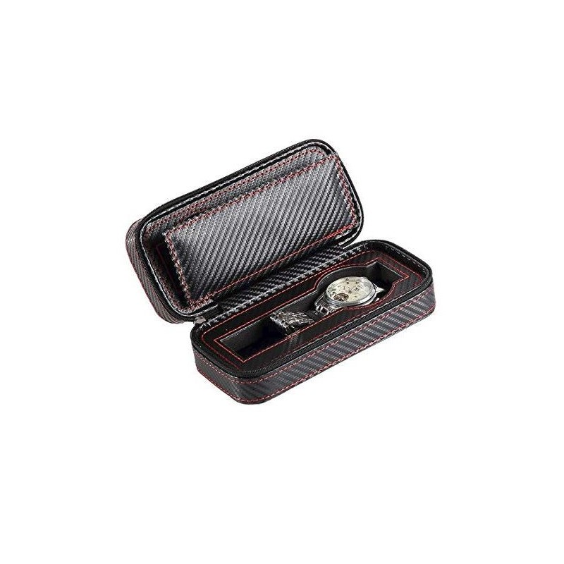 Zipper case for 2 Watches Carbon Fiber