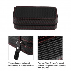 Zipper case for 2 Watches Carbon Fiber