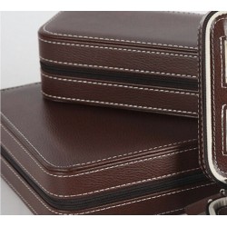 Zipper case for 4 Watches Coffe