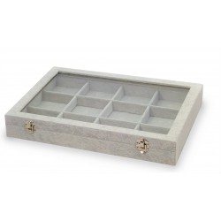 Box for cufflinks, rings,  12 spaces in beige