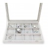 Box for cufflinks, rings,  12 spaces in beige