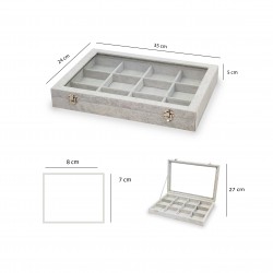 Box for cufflinks, rings,  12 spaces in beige