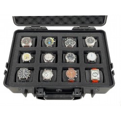 Ultra Rugged Watch Box for 12 Watches. Padded and Shock and Water Resistant.