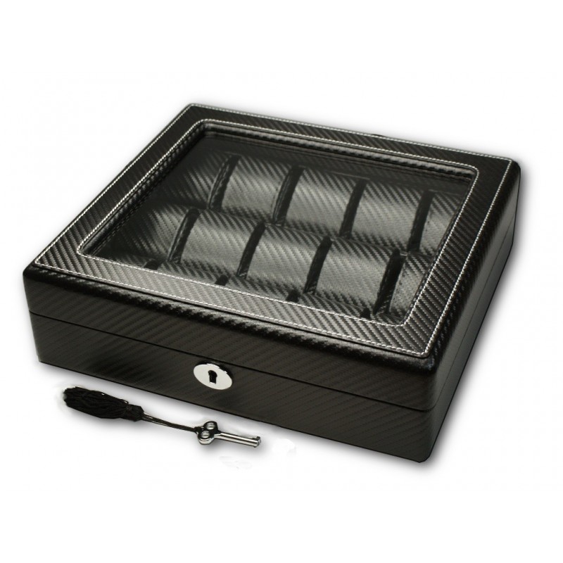 Custodia 15 orologi. Carbon fiber window